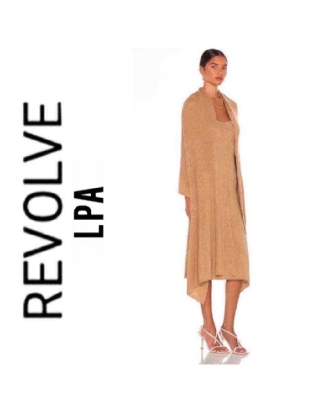 NWT Revolve x LPA Salmah Dress in Camel Tan *Shawl has a Flaw
